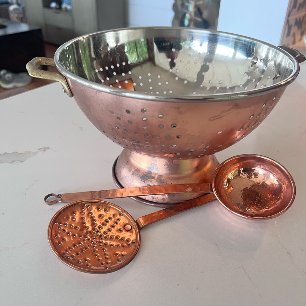 Copper Colander and Ladle Set